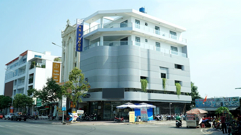 Hoàn thiện thi công mặt tiền biển hiệu nha khoa An Phước 2 tại Long An